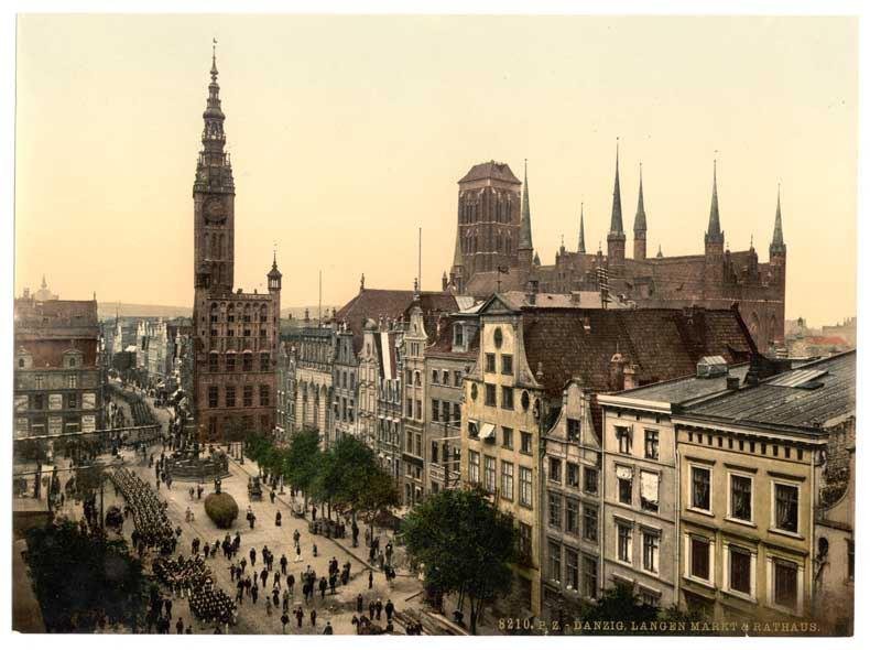 DANZIG - Langer Markt und Rechtsstädtisches Rathaus (aufgenommen/veröffentlicht zwischen 1890 - 1900)