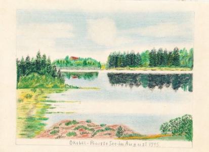 Zeichnung Oksbøl-Praeste-See im August 1945