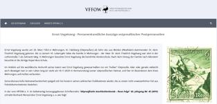 Screenshot der Website der Datenbank "Postbedienstete" des VFFOW