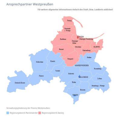 Screenshot einer Karte der Landkreise Westpreussens